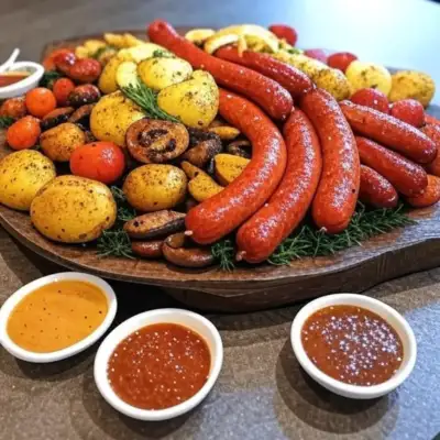 пательня з ковбасками та картоплею